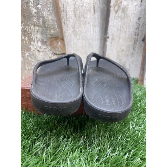 CROCS Kaydee Flip Flops Black Glitter Women's 6 - Picture 3 of 4